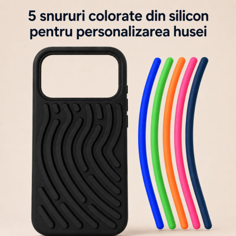 Husa silicon pentru iPhone 17 Pro Max cu snururi colorate si interior din microfibra [2]