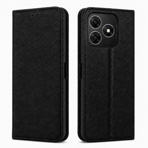 Huse Honor - Husa tip carte pentru Honor X5c Plus cu inchidere magnetica, Rezistenta la socuri, Functie de suport, Protectie completa (fata+spate) Smart - Negru