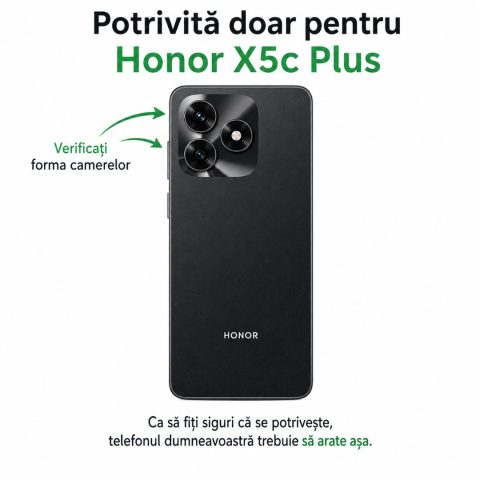 Husa tip carte pentru Honor X5c Plus cu inchidere magnetica, Rezistenta la socuri, Functie de suport, Protectie completa (fata+spate) Smart - Negru [5]