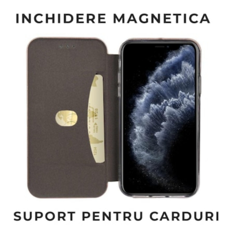 Husa tip carte pentru Honor X8c cu inchidere magnetica, Rezistenta la socuri, Functie de suport, Protectie completa (fata+spate) - Negru [1]