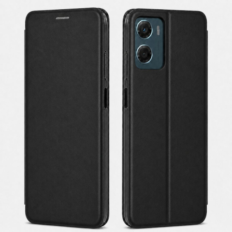 Husa tip carte pentru Motorola Moto G06 cu inchidere magnetica, Rezistenta la socuri, Functie de suport, Protectie completa (fata+spate) - Negru