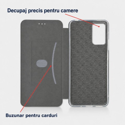 Husa tip carte pentru Motorola Moto G06 Power cu inchidere magnetica, Rezistenta la socuri, Functie de suport, Protectie completa (fata+spate) - Negru [2]
