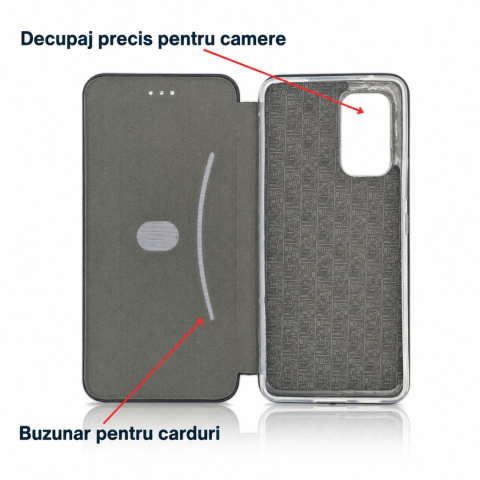 Husa tip carte pentru Samsung Galaxy A53 5G cu inchidere magnetica, Rezistenta la socuri, Functie de suport, Protectie completa (fata+spate) - Negru [1]