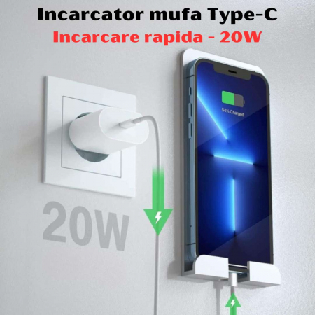 Incarcator Type-C 20W cu Cablul Lightning pentru iPhone/iPad [1]