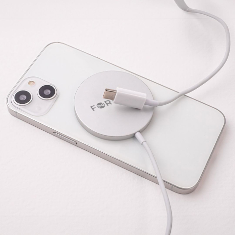 Incarcator Wireless Forever 15W - Incarcare Rapida - Compatibil Huse MagSafe - Gri [1]