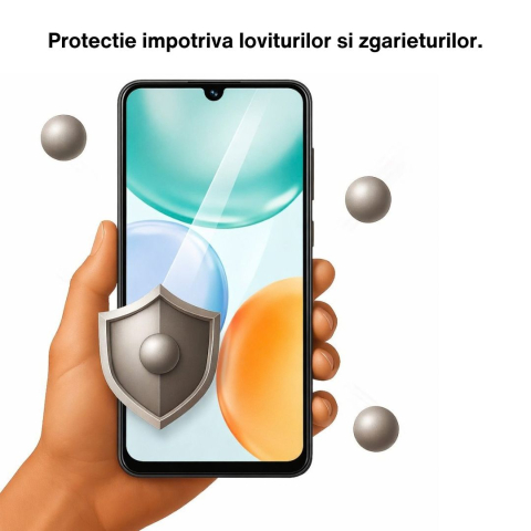Pachet protecție completă pentru Honor X5c Plus, Husă silicon + Folie de sticlă securizată - Negru [1]