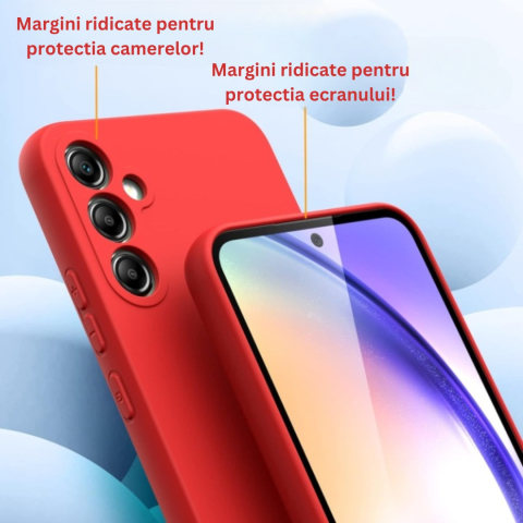Pachet protectie completa pentru Samsung Galaxy A54 5G - Husa silicon + Folie protectie sticla - Rosu [3]