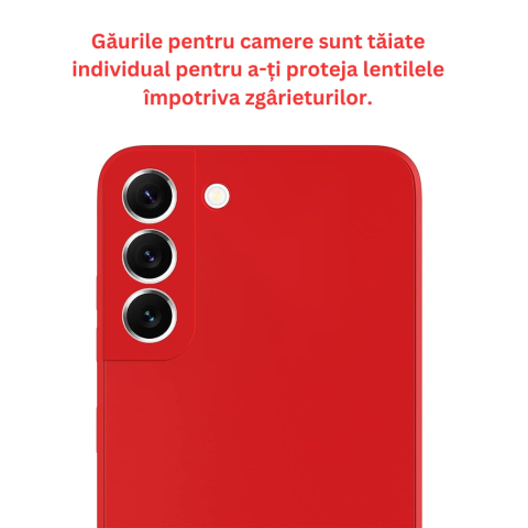 Pachet protectie completa pentru Samsung Galaxy S22 - Husa silicon + Folie protectie sticla - Rosu [3]