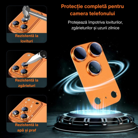 Protecție Camere pentru iPhone 17 Pro Max, Sticlă Securizată Full Cover cu Ramă Metalică - Cosmic Orange [1]
