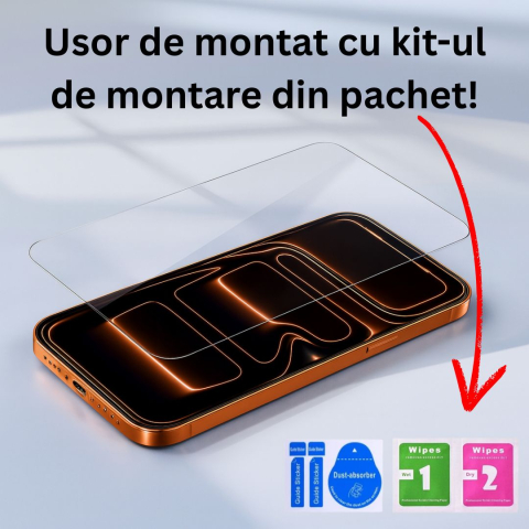 Set 2 folii de sticla transparente pentru iPhone 17 Pro Max - ZetGSM [4]