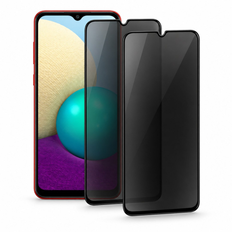 Set 2 Folii de Sticla Privacy pentru Samsung Galaxy A02 - Full Glue - Kit Montare Inclus - ZetGSM [0]