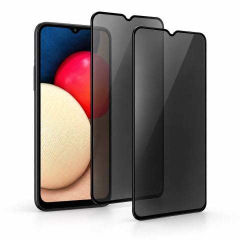 Set 2 Folii de Sticla Privacy pentru Samsung Galaxy A02s - Full Glue - Kit Montare Inclus - ZetGSM [0]