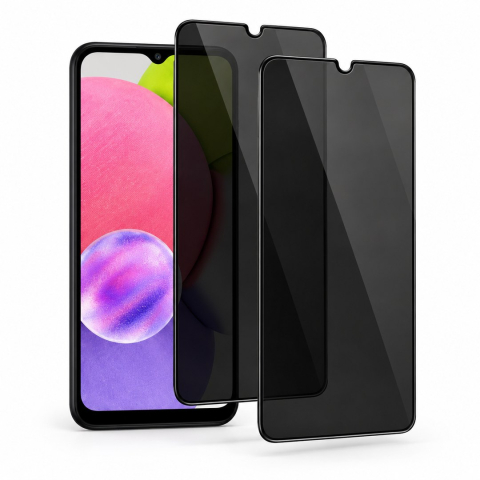 Produse - Set 2 Folii de Sticla Privacy pentru Samsung Galaxy A03s - Full Glue - Kit Montare Inclus
