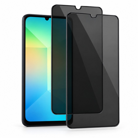 Folii Privacy - Set 2 Folii de Sticla Privacy pentru Samsung Galaxy A06 - Full Glue - Kit Montare Inclus - ZetGSM