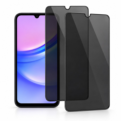 Folii Privacy - Set 2 Folii de Sticla Privacy pentru Samsung Galaxy A15 4G - Full Glue - Kit Montare Inclus