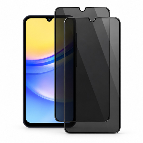 Folii Privacy - Set 2 Folii de Sticla Privacy pentru Samsung Galaxy A15 5G - Full Glue - Kit Montare Inclus
