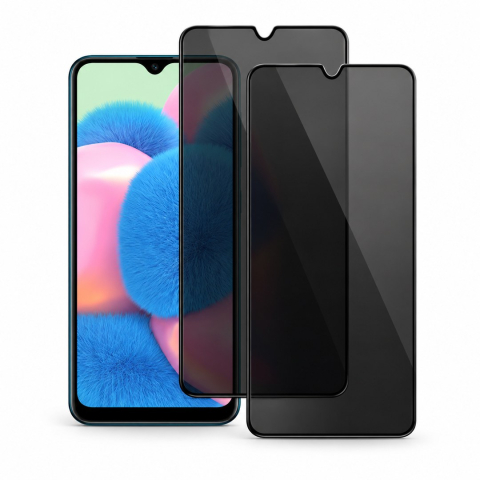 Folii Privacy - Set 2 Folii de Sticla Privacy pentru Samsung Galaxy A30s - Full Glue - Kit Montare Inclus - ZetGSM