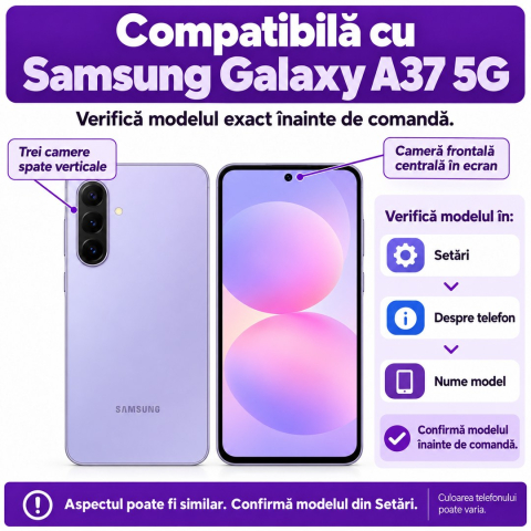 Set 2 Folii de Sticla Privacy pentru Samsung Galaxy A37 5G - Full Glue - Kit Montare Inclus - ZetGSM [1]