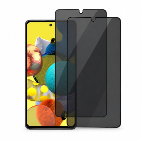 Folii Privacy - Set 2 Folii de Sticla Privacy pentru Samsung Galaxy A51 5G - Full Glue - Kit Montare Inclus - ZetGSM