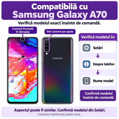 Set 2 Folii de Sticla Privacy pentru Samsung Galaxy A70 - Full Glue - Kit Montare Inclus - ZetGSM [1]