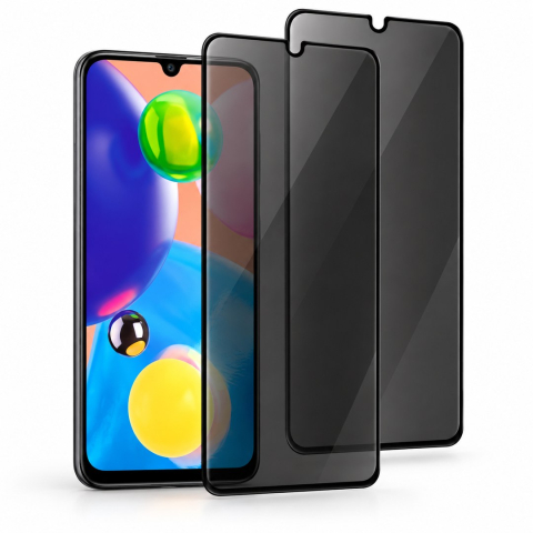 Folii Privacy - Set 2 Folii de Sticla Privacy pentru Samsung Galaxy A70s - Full Glue - Kit Montare Inclus - ZetGSM