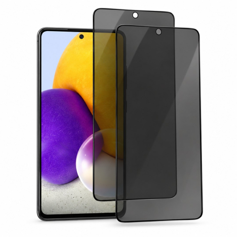 Folii Privacy - Set 2 Folii de Sticla Privacy pentru Samsung Galaxy A72 - Full Glue - Kit Montare Inclus - ZetGSM