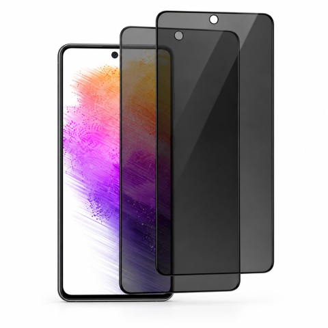 Folii Privacy - Set 2 Folii de Sticla Privacy pentru Samsung Galaxy A73 5G - Full Glue - Kit Montare Inclus - ZetGSM