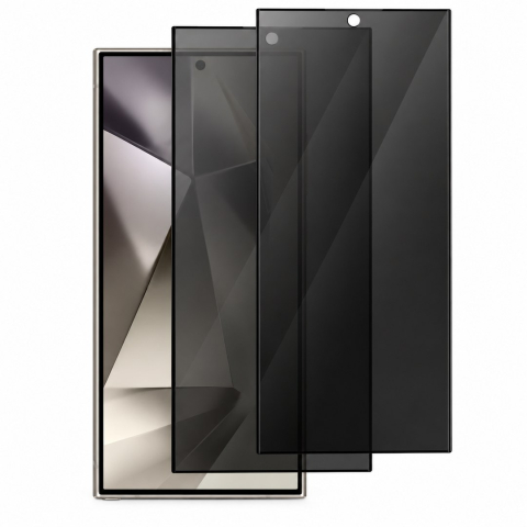 Folii Privacy - Set 2 Folii de Sticla Privacy pentru Samsung Galaxy S24 Ultra - Full Glue - Kit Montare Inclus