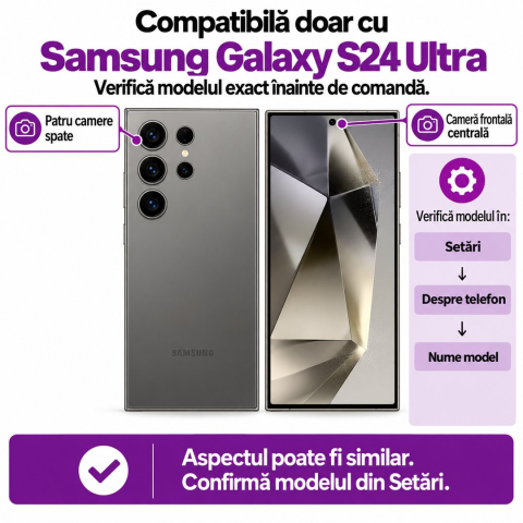 Set 2 Folii de Sticla Privacy pentru Samsung Galaxy S24 Ultra - Full Glue - Kit Montare Inclus [1]