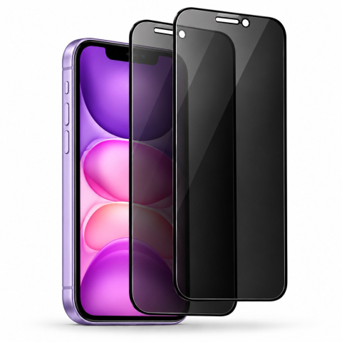 Produse - Set 2 Folii de Sticla Securizata Privacy pentru iPhone 11 cu Kit Montare Inclus - Adeziv pe toata suprafata - ZetGSM