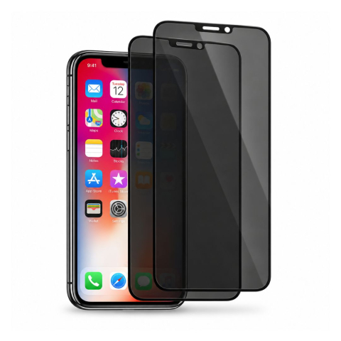 Pachete 2 Folii de Sticlă - Set 2 Folii de Sticla Securizata Privacy pentru iPhone 11 Pro Max cu Kit Montare Inclus - Adeziv pe toata suprafata - ZetGSM