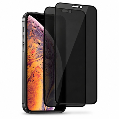 Pachete 2 Folii de Sticlă - Set 2 Folii de Sticla Securizata Privacy pentru iPhone 12 cu Kit Montare Inclus - Adeziv pe toata suprafata - ZetGSM