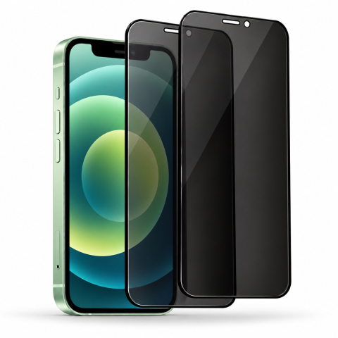 Produse - Set 2 Folii de Sticla Securizata Privacy pentru iPhone 12 Mini cu Kit Montare Inclus - Adeziv pe toata suprafata - ZetGSM