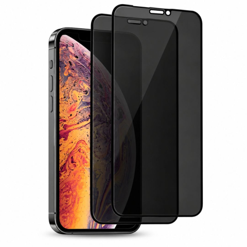 Pachete 2 Folii de Sticlă - Set 2 Folii de Sticla Securizata Privacy pentru iPhone 12 Pro cu Kit Montare Inclus - Adeziv pe toata suprafata - ZetGSM