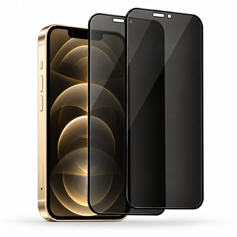 Produse - Set 2 Folii de Sticla Securizata Privacy pentru iPhone 12 Pro Max cu Kit Montare Inclus - Adeziv pe toata suprafata - ZetGSM