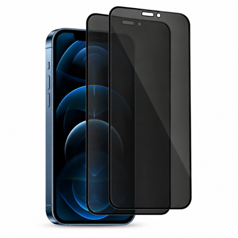 Pachete 2 Folii de Sticlă - Set 2 Folii de Sticla Securizata Privacy pentru iPhone 12 Pro Max cu Kit Montare Inclus - Adeziv pe toata suprafata - ZetGSM