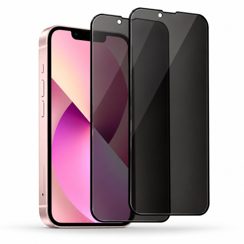 Folii Privacy - Set 2 Folii de Sticla Securizata Privacy pentru iPhone 13 cu Kit Montare Inclus - Adeziv pe toata suprafata - ZetGSM