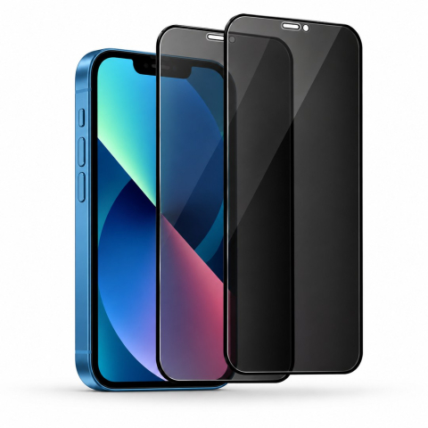 Produse - Set 2 Folii de Sticla Securizata Privacy pentru iPhone 13 Mini cu Kit Montare Inclus - Adeziv pe toata suprafata - ZetGSM