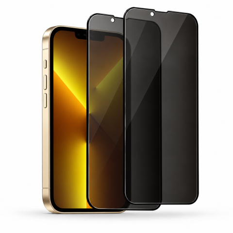 Produse - Set 2 Folii de Sticla Securizata Privacy pentru iPhone 13 Pro Max cu Kit Montare Inclus - Adeziv pe toata suprafata - ZetGSM