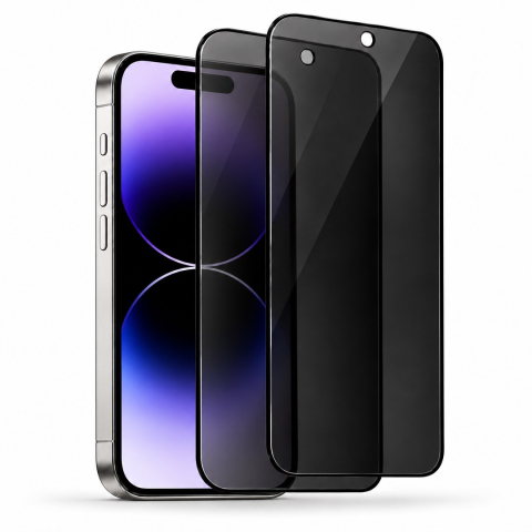 Produse - Set 2 Folii de Sticla Securizata Privacy pentru iPhone 14 Pro cu Kit Montare Inclus - Adeziv pe toata suprafata - ZetGSM