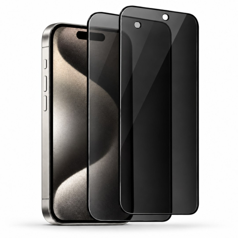 Produse - Set 2 Folii de Sticla Securizata Privacy pentru iPhone 15 Pro Max cu Kit Montare Inclus - Adeziv pe toata suprafata - ZetGSM