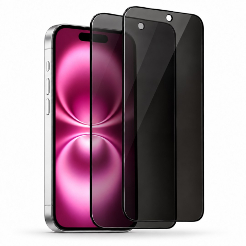 Folii Privacy - Set 2 Folii de Sticla Securizata Privacy pentru iPhone 16 cu Kit Montare Inclus - Adeziv pe toata suprafata - ZetGSM