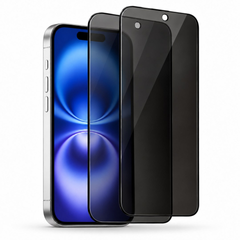 Set 2 Folii de Sticla Securizata Privacy pentru iPhone 16 cu Kit Montare Inclus - Adeziv pe toata suprafata - ZetGSM [2]