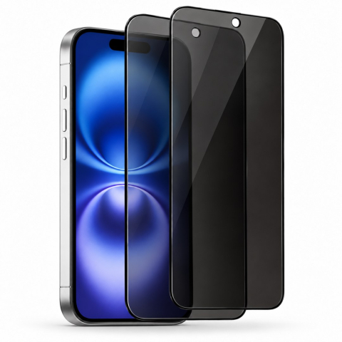 Folii Privacy - Set 2 Folii de Sticla Securizata Privacy pentru iPhone 16 Plus cu Kit Montare Inclus - Adeziv pe toata suprafata - ZetGSM