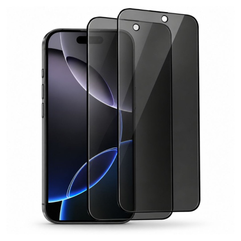 Pachete 2 Folii de Sticlă - Set 2 Folii de Sticla Securizata Privacy pentru iPhone 16 Pro cu Kit Montare Inclus - Adeziv pe toata suprafata - ZetGSM