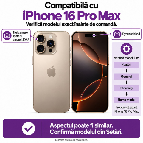 Set 2 Folii de Sticla Securizata Privacy pentru iPhone 16 Pro Max cu Kit Montare Inclus - Adeziv pe toata suprafata - ZetGSM [1]