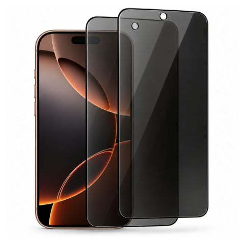 Pachete 2 Folii de Sticlă - Set 2 Folii de Sticla Securizata Privacy pentru iPhone 16 Pro Max cu Kit Montare Inclus - Adeziv pe toata suprafata - ZetGSM