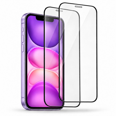 Folii Iphone - Set 2 Folii de Sticla Securizata Transparente pentru iPhone 11 cu Kit Montare Inclus - Adeziv pe toata suprafata - ZetGSM