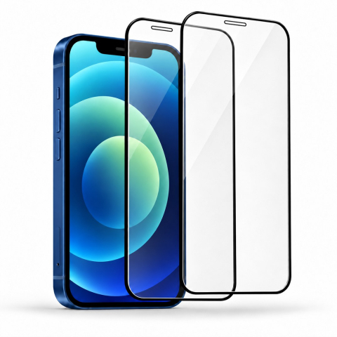 Folii de protectie - Set 2 Folii de Sticla Securizata Transparente pentru iPhone 12 cu Kit Montare Inclus - Adeziv pe toata suprafata - ZetGSM