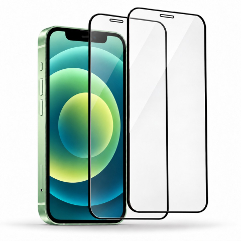 Produse - Set 2 Folii de Sticla Securizata Transparente pentru iPhone 12 Mini cu Kit Montare Inclus - Adeziv pe toata suprafata - ZetGSM